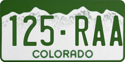 CO license plate 125RAA