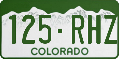 CO license plate 125RHZ