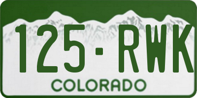 CO license plate 125RWK
