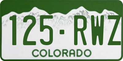 CO license plate 125RWZ