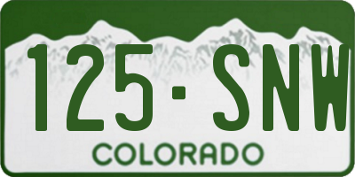 CO license plate 125SNW
