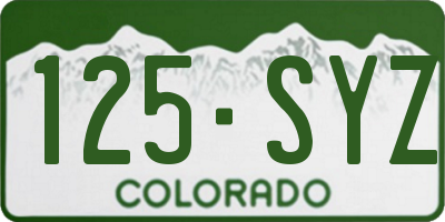 CO license plate 125SYZ