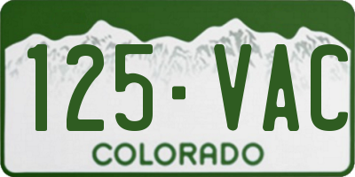 CO license plate 125VAC