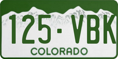 CO license plate 125VBK