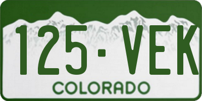 CO license plate 125VEK