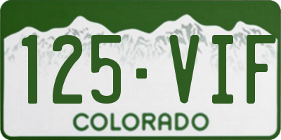 CO license plate 125VIF