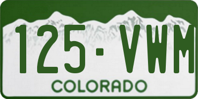 CO license plate 125VWM