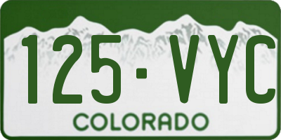 CO license plate 125VYC