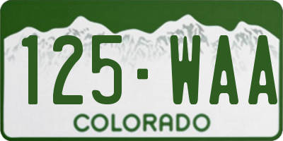 CO license plate 125WAA
