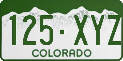 CO license plate 125XYZ