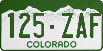 CO license plate 125ZAF