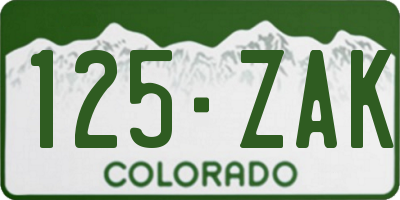 CO license plate 125ZAK
