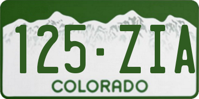 CO license plate 125ZIA