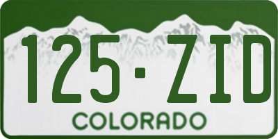CO license plate 125ZID