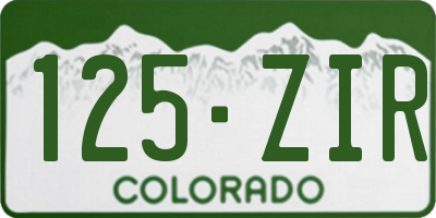 CO license plate 125ZIR