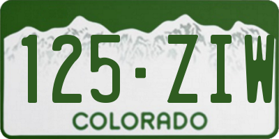 CO license plate 125ZIW