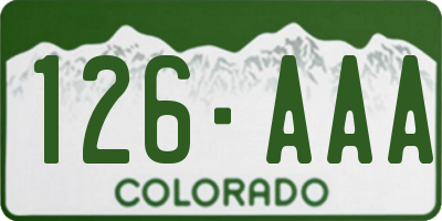 CO license plate 126AAA