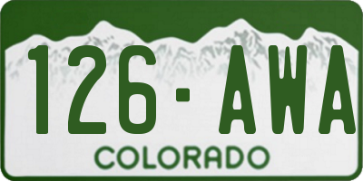 CO license plate 126AWA