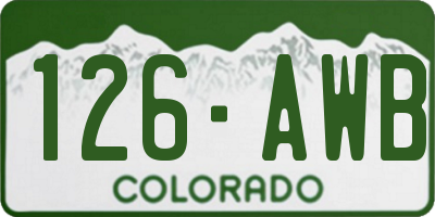 CO license plate 126AWB