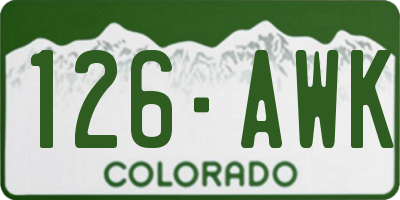 CO license plate 126AWK