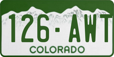 CO license plate 126AWT