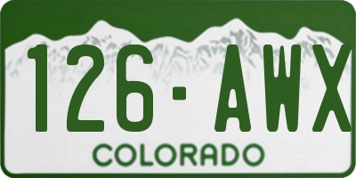 CO license plate 126AWX