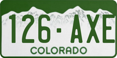 CO license plate 126AXE