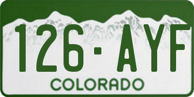 CO license plate 126AYF