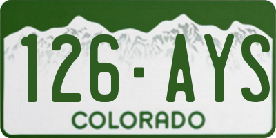 CO license plate 126AYS