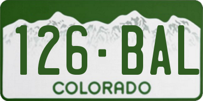 CO license plate 126BAL