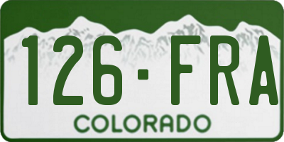 CO license plate 126FRA