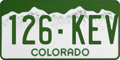 CO license plate 126KEV