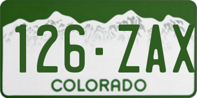CO license plate 126ZAX
