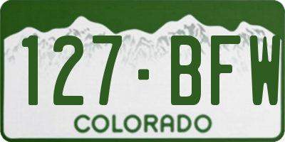 CO license plate 127BFW
