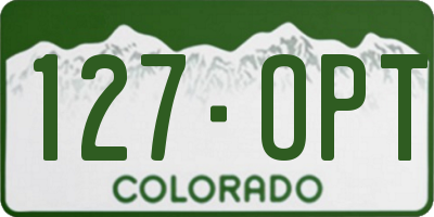 CO license plate 127OPT
