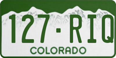 CO license plate 127RIQ