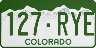 CO license plate 127RYE
