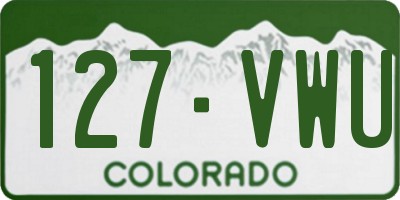 CO license plate 127VWU