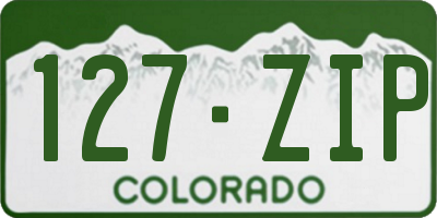CO license plate 127ZIP