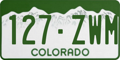 CO license plate 127ZWM