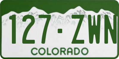CO license plate 127ZWN