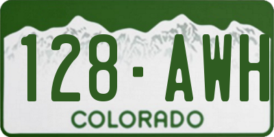 CO license plate 128AWH