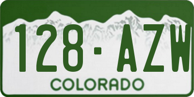 CO license plate 128AZW
