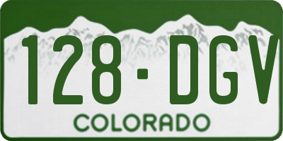 CO license plate 128DGV