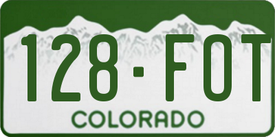 CO license plate 128FOT
