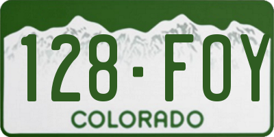 CO license plate 128FOY