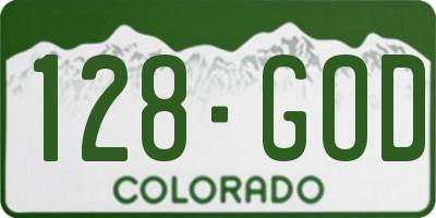 CO license plate 128GOD