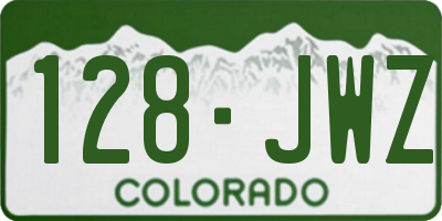 CO license plate 128JWZ