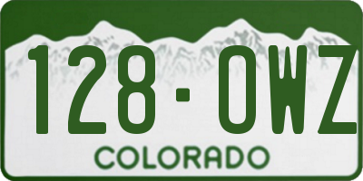 CO license plate 128OWZ