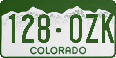 CO license plate 128OZK